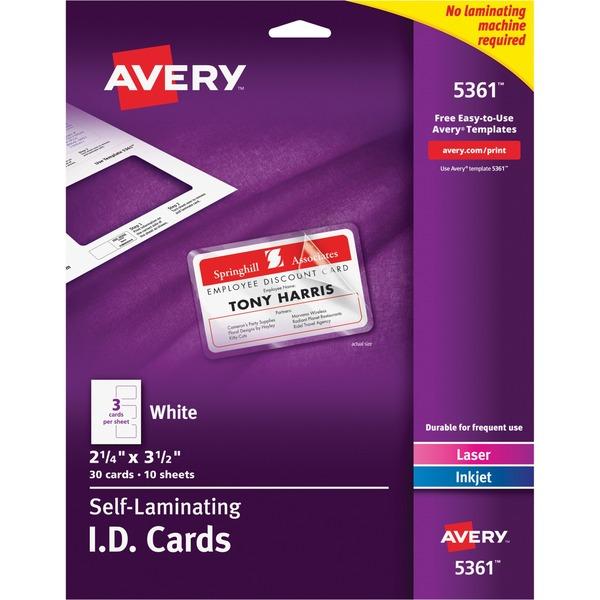 Avery® Self-laminating ID Cards - 30 / Box - 2