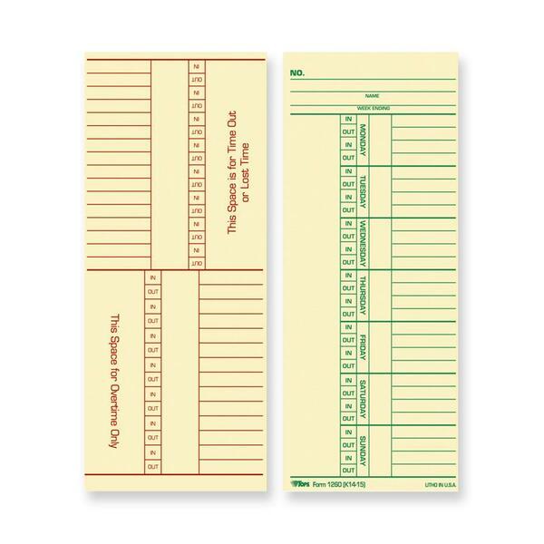 TOPS Named Days/Overtime Time Cards - 3 3/8