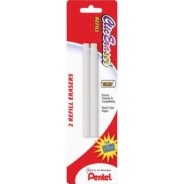 Pentel Clic Eraser Refills - White - Lead Pencil - 2 / Pack - Non-abrasive
