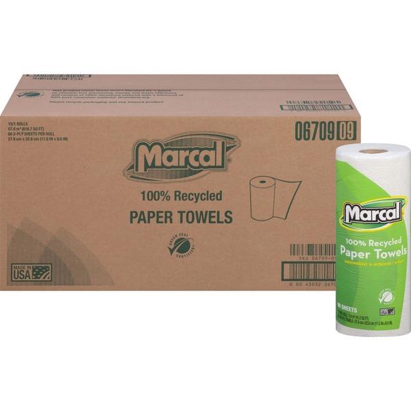 Marcal 100% Recycled, Paper Towels - 15 / Carton