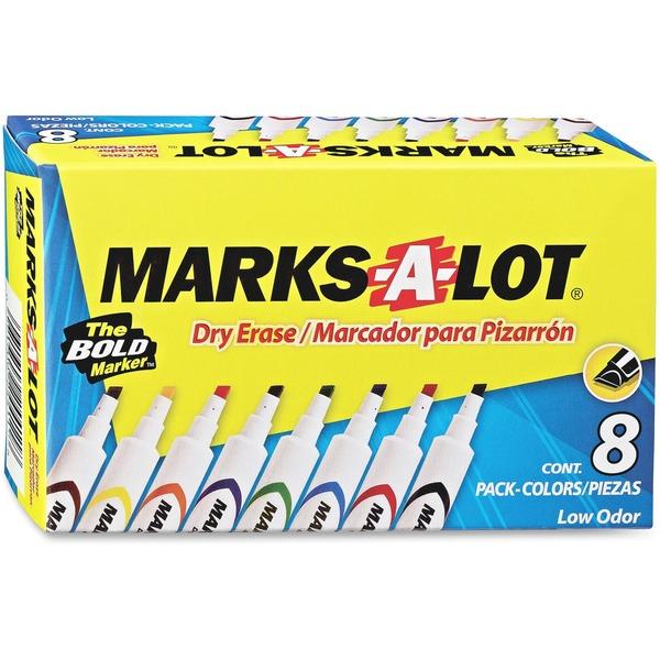 Avery® Marks A Lot Desk-Style Dry-Erase Markers - Black, Blue, Red, Green, Purple, Yellow, Orange, Brown - 8 / Box