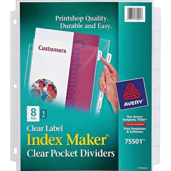 Avery® Index Maker Clear Pocket View Divider - 8 Print-on Tab(s) - 8.5