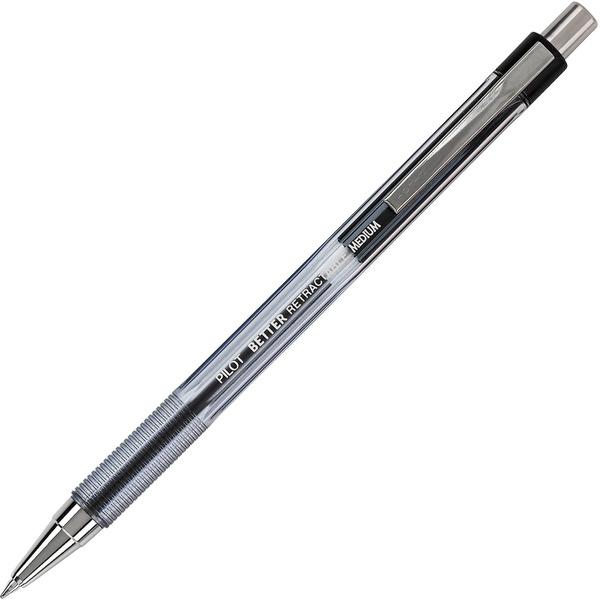 Pilot Better Retractable Ballpoint Pens - 1 mm Pen Point Size - Refillable - Retractable - Black - Translucent Barrel - 12 / Dozen