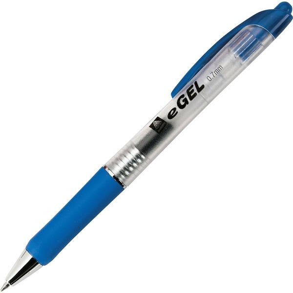 Avery® eGel Retractable Pen - Acid -free - Medium Pen Point - 0.7 mm Pen Point Size - Retractable - Blue Gel-based Ink - Clear Barrel - 1 Each