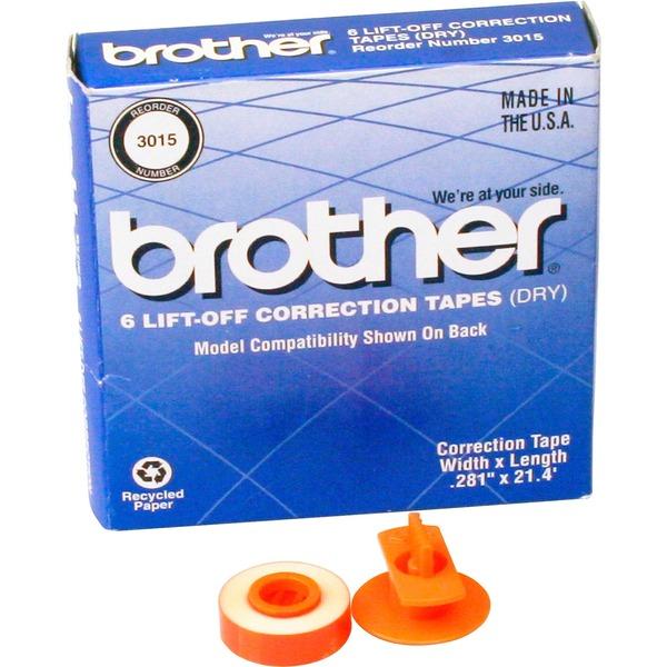  Brother 3015 Lift- Off Correction Tape - 6/Pack - Black