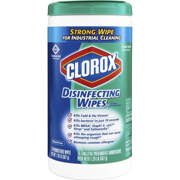 Clorox Commercial Solutions Disinfecting Wipes - Ready-To-Use Wipe - Fresh Scent - 75 / Canister - 75 / Each - Green