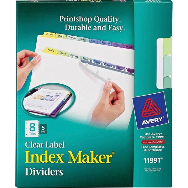 Avery® 8-Colored Tabs Presentation Divider - 8 x Divider(s) - Print-on Tab(s) - 8 Tab(s)/Set - 8.5