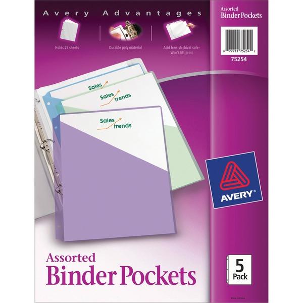 Avery® Binder Pockets - Slash Opening - Letter - 8 1/2