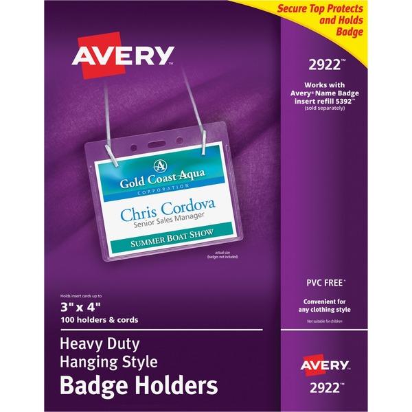 Avery® Heavy-duty Secure Top Badge Holders - Hanging Style - Support 4