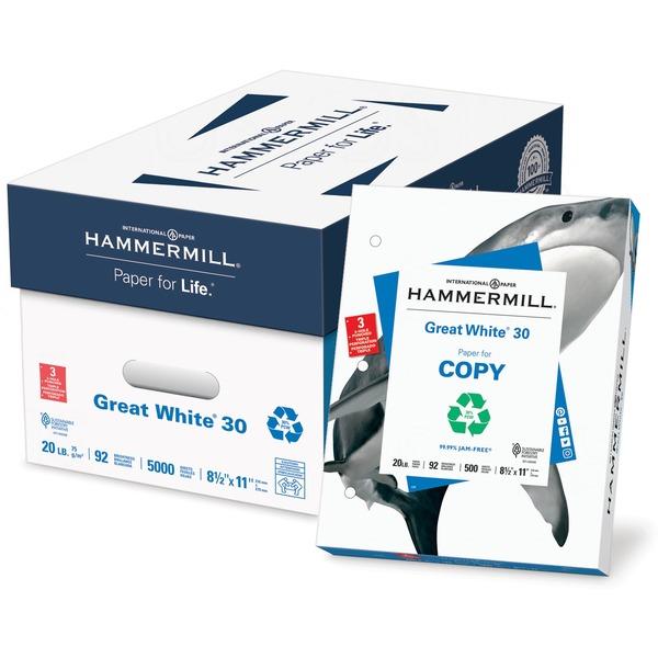 Hammermill Paper for Copy 3-Hole Punched Laser, Inkjet Print Copy & Multipurpose Paper - 30% Recycled - Letter - 8 1/2