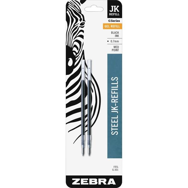 Zebra Pen G-301 JK Gel Stainless Steel Pen Refill - 0.70 mm, Medium Point - Black Ink - Acid-free