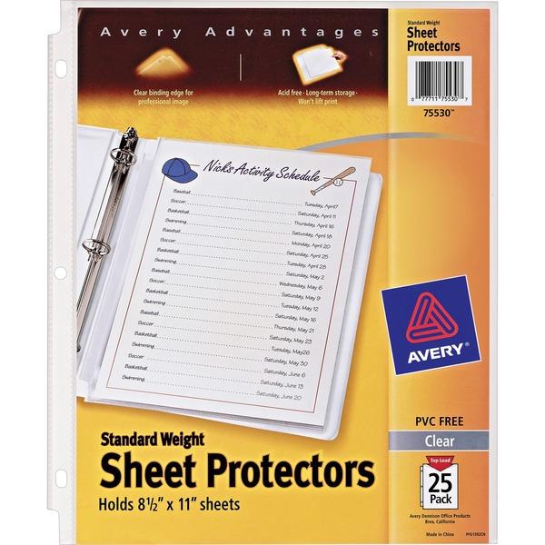 New 100 Pack Avery 75539 Recycled 8½ × 11 Sheet Protectors for 3 Ring Binders 