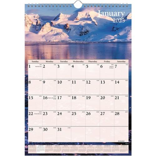 At-A-Glance Scenic Monthly Wall Calendar - Monthly - 1 Year - January 2021 till December 2021 - 1 Month Single Page Layout - 12