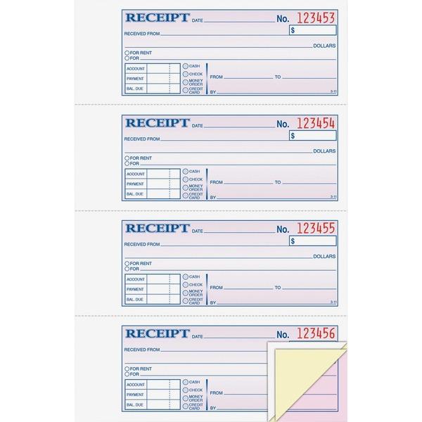  Adams Tapebound 3- Part Money Receipt Book - 100 Sheet (S)- Tape Bound - 3 Partcarbonless Copy - 2.75 