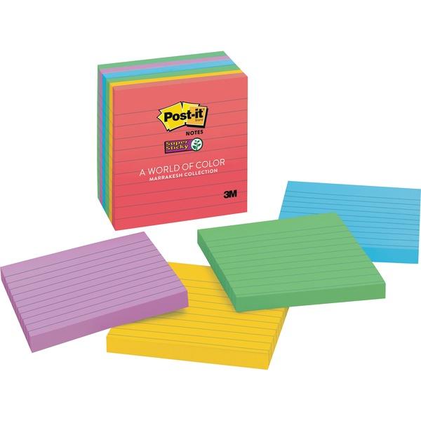  Post- It & Reg ; Super Sticky Lined Notes - Marrakesh Color Collection - 540 - 4 