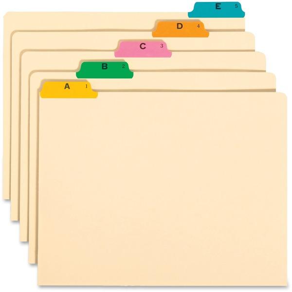 Smead Filing Guides with Alphabetic Indexing - 25 Printed Assorted Tab(s) - Character - A-Z - 25 Tab(s)/Set - Letter - Yellow Manila, Green, Pink, Salmon, Blue Tab(s) - 25 / Set