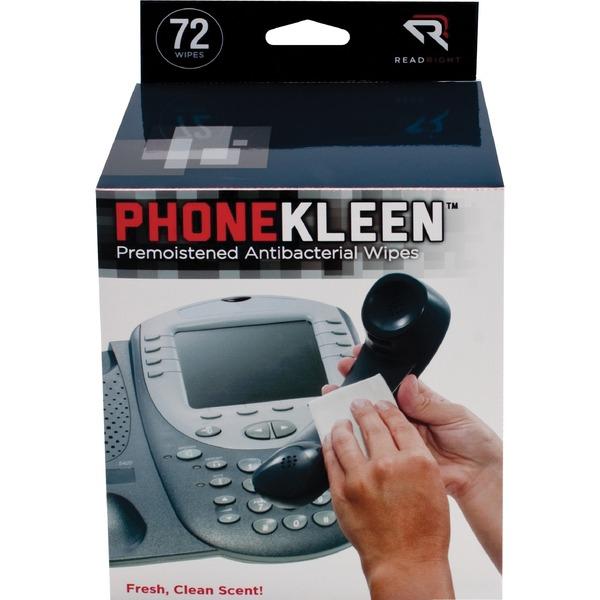 Read Right PhoneKleen Antibacterial Wipes - For Telephone - Pre-moistened - 72 / Box