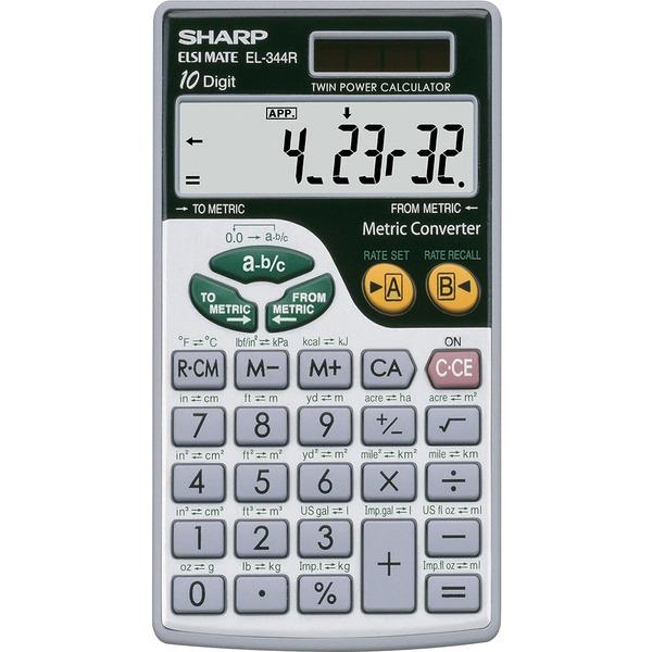 Sharp Calculators EL-344RB 10-Digit Handheld Calculator - 3-Key Memory, Sign Change, Auto Power Off - Battery/Solar Powered - Battery Included - 0.3