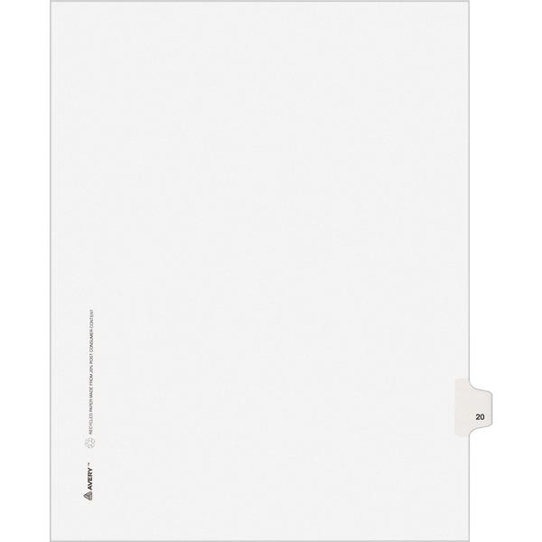 Avery® Individual Legal Exhibit Dividers - Avery Style - 1 Printed Tab(s) - Digit - 20 - 1 Tab(s)/Set - 8.5