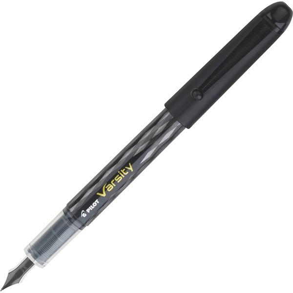 Pilot Varsity Disposable Fountain Pens - Medium Pen Point - Black - Silver, Black Barrel - 1 Each