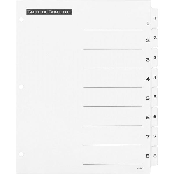 Avery® Office Essentials Table 'n Tabs Dividers - 8 x Divider(s) - Printed Tab(s) - Digit - 1-8 - 8 Tab(s)/Set - 8.5