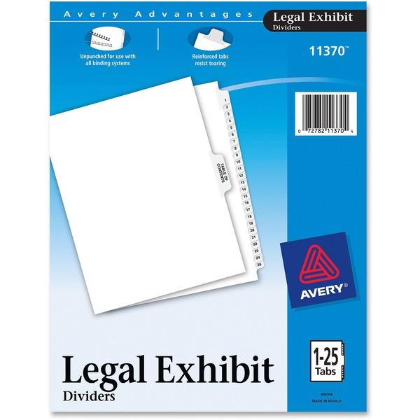 Avery® Premium Collated Legal Exhibit Dividers with Table of Contents Tab - Avery Style - 26 x Divider(s) - Printed Tab(s) - Digit - 1-25 - 26 Tab(s)/Set - 8.5