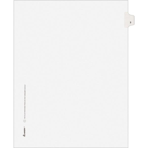 Avery® Individual Legal Dividers - Allstate Style - Unpunched - 25 x Divider(s) - 25 Printed Side Tab(s) - Digit - 3 - 8.5