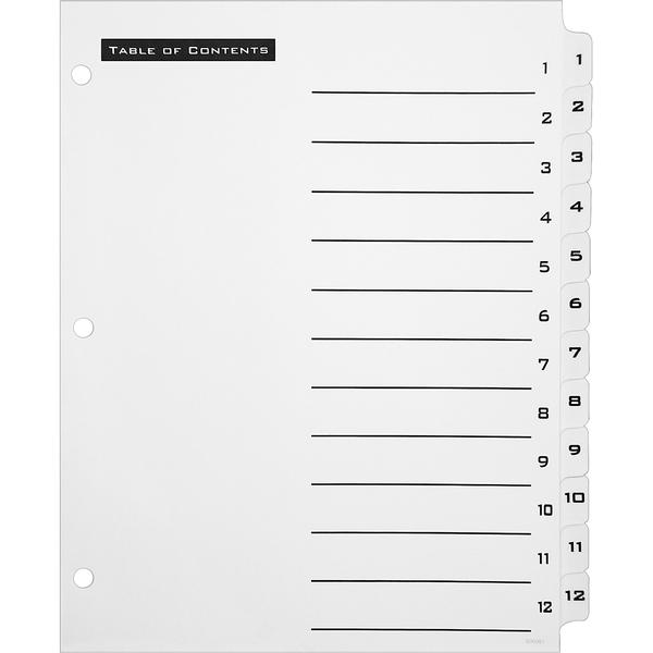 Avery® Office Essentials Table 'n Tabs Dividers - 12 x Divider(s) - Printed Tab(s) - Digit - 1-12 - 12 Tab(s)/Set - 8.5