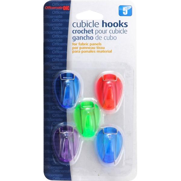 OIC Cubicle Hooks - Standard - 5 / Pack - Assorted
