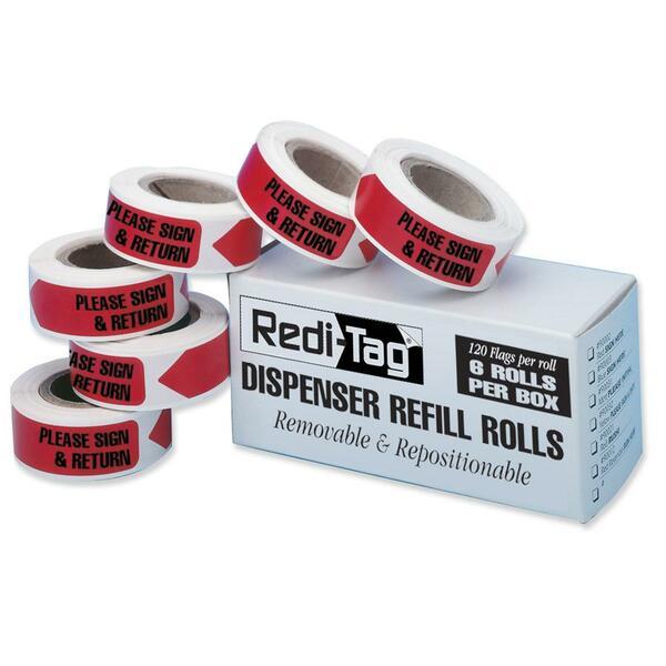 Redi-Tag Sign/Return Refill Flags - 120 x Red - 1.88