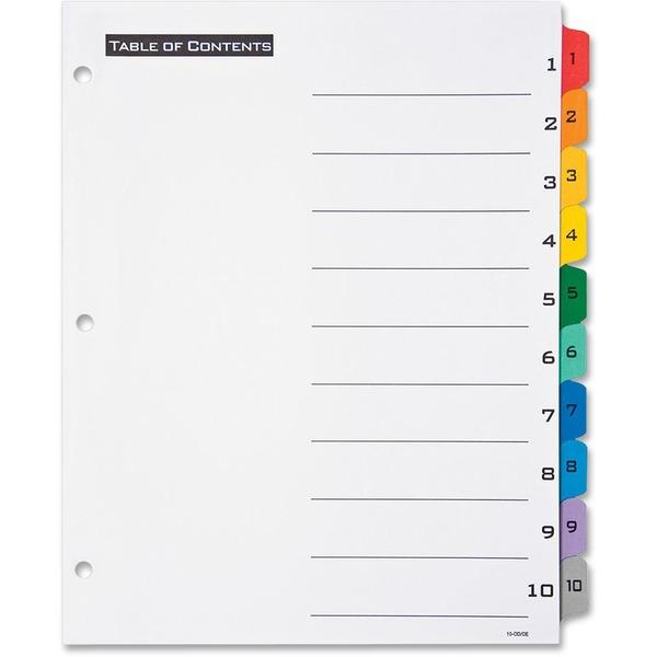 Avery® Office Essentials Table 'n Tabs Dividers - 10 x Divider(s) - Printed Tab(s) - Digit - 1-10 - 10 Tab(s)/Set - 8.5