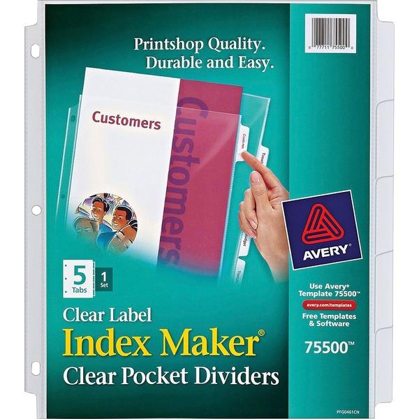 Avery® Print & Apply Sheet Protector Dividers - Index Maker Easy Peel Printable Labels - 5 x Divider(s) - 5 Print-on Tab(s) - 5 Tab(s)/Set - 8.5