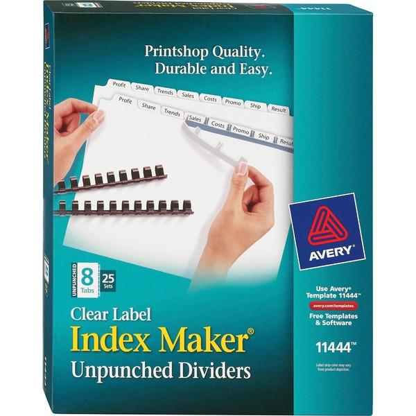 Avery® Print & Apply Label Unpunched Dividers - Index Maker Easy Apply Label Strip - 200 x Divider(s) - 8 Blank Tab(s) - 8 Tab(s)/Set - 8.5