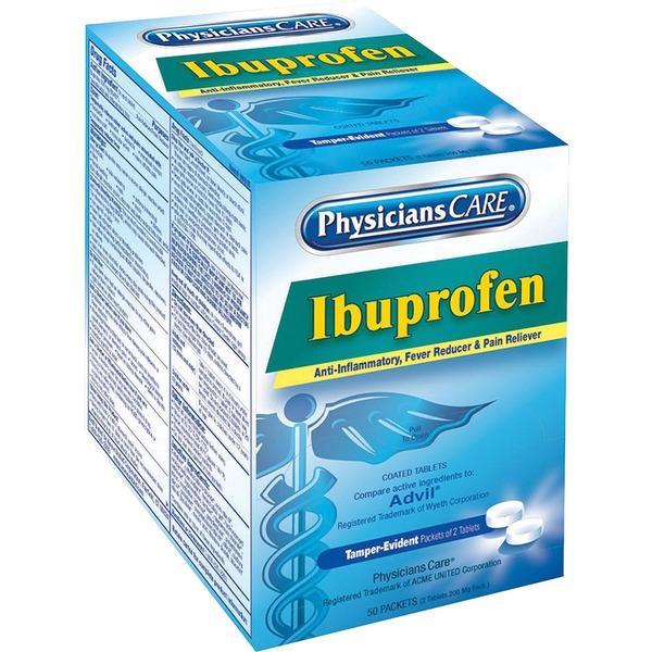 PhysiciansCare St. Vincent Brand Ibuprofen Single Packets - For Headache, Muscular Pain, Toothache, Arthritis, Backache, Menstrual Cramp - 50 / Box