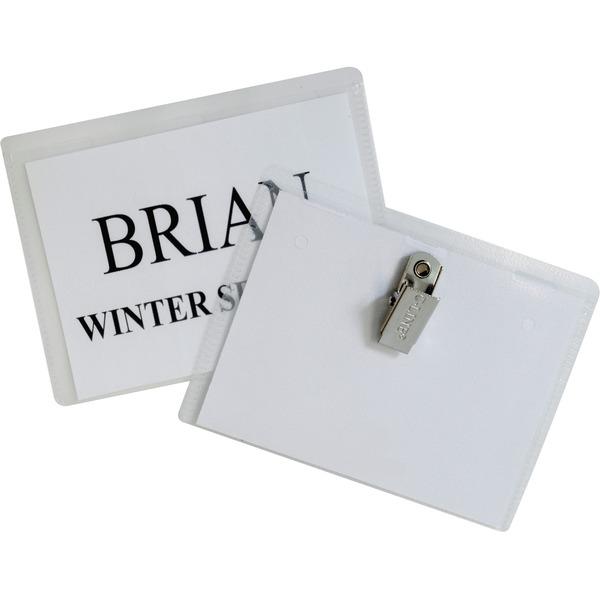 C-Line Clip Style Name Badge Holder Kit - Sealed Holders with Inserts, 4 x 3, 50/BX, 95543