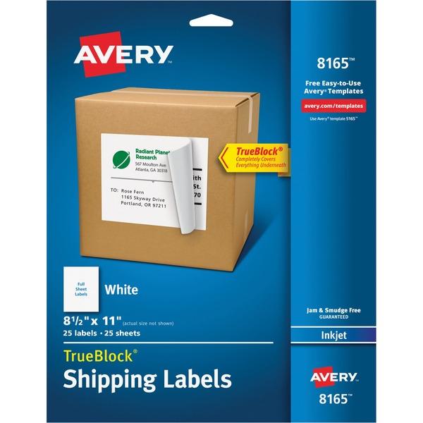  Avery & Reg ; Trueblock Shipping Address Labels - Full Sheet - Permanent Adhesive - 8 1/2 