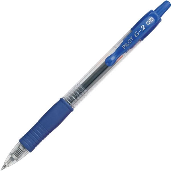 Pilot G2 Extra Fine Retractable Rollerball Pens - Extra Fine Pen Point - 0.5 mm Pen Point Size - Refillable - Retractable - Blue Gel-based Ink - Translucent Barrel - 12 / Dozen