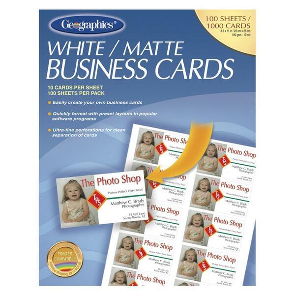 Geographics Inkjet, Laser Print Business Card - 30% Recycled - 3 1/2