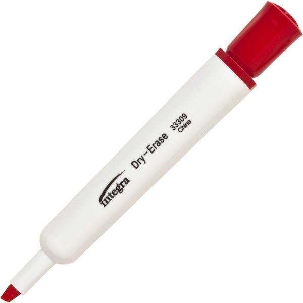 Integra Chisel Point Dry-erase Markers - Chisel Marker Point Style - Red - 12 / Dozen