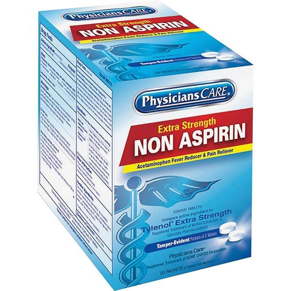  Physicianscare St.Vincent Acetaminophen Single Packets - For Fever, Pain - 50/Box