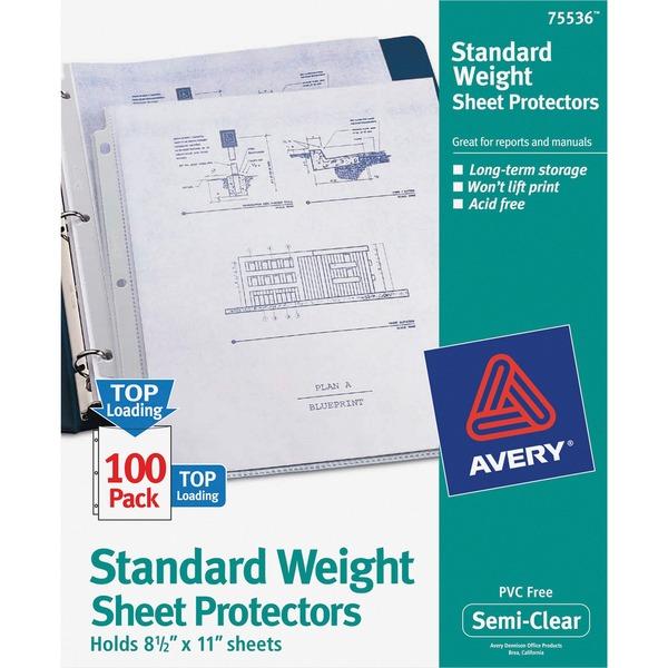  Avery & Reg ; Stan + H159dard- Weight Sheet Protectors - For Letter 8 1/2 