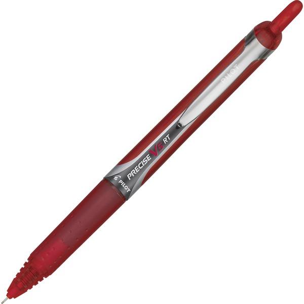 Pilot Precise V5 RT Extra-Fine Premium Retractable Rolling Ball Pens - Extra Fine Pen Point - 0.5 mm Pen Point Size - Needle Pen Point Style - Refillable - Retractable - Red Water Based Ink - Red Barr