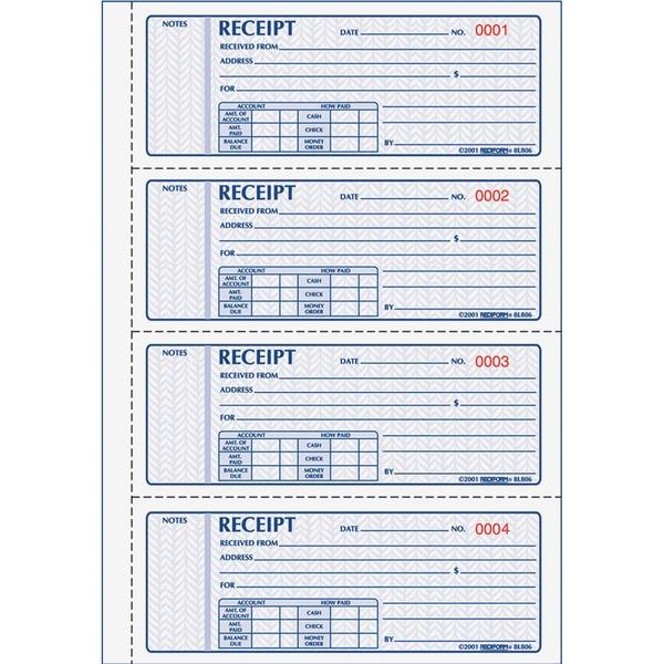 Rediform Money Receipt 4 Per Page Collection Forms - 400 Sheet(s) - 2 PartCarbonless Copy - 7