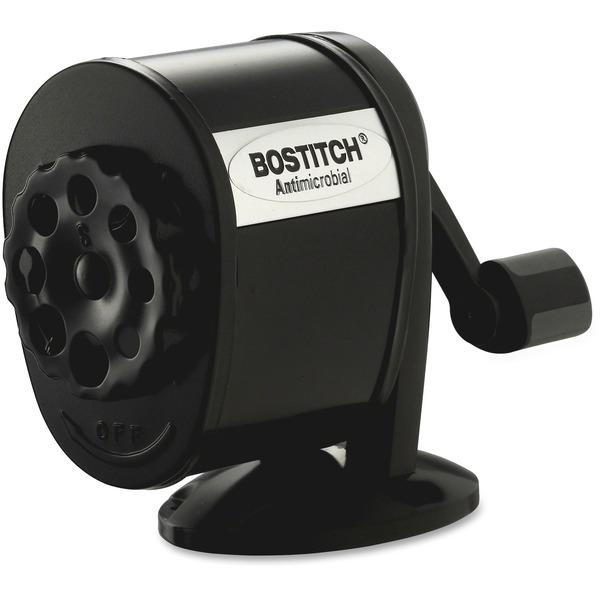 Bostitch Antimicrobial Manual Pencil Sharpener - Wall Mountable, Table Mountable - 8 Hole(s) - Metal - Black