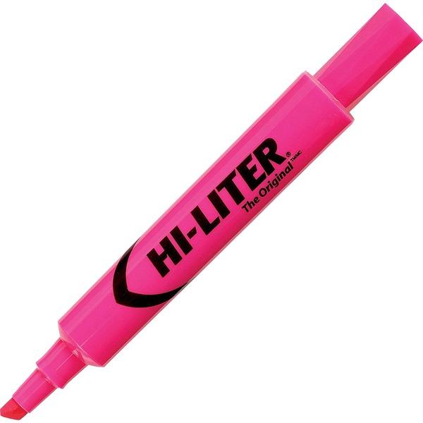 Avery® Hi-Liter Desk-Style Highlighters - SmearSafe - Chisel Marker Point Style - Fluorescent Pink - Pink Barrel - 12 / Dozen