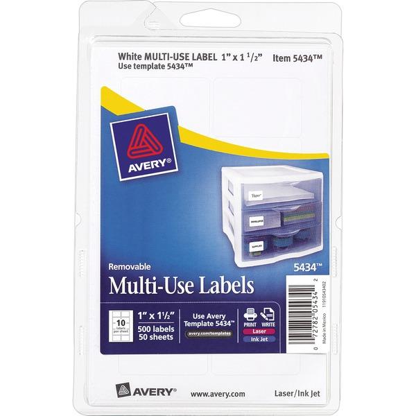 Avery® Removable ID Labels - Removable Adhesive - 1 1/2