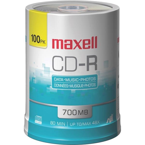 Maxell CD Recordable Media - CD-R - 48x - 700 MB - 100 Pack Spindle - 120mm - 1.33 Hour Maximum Recording Time