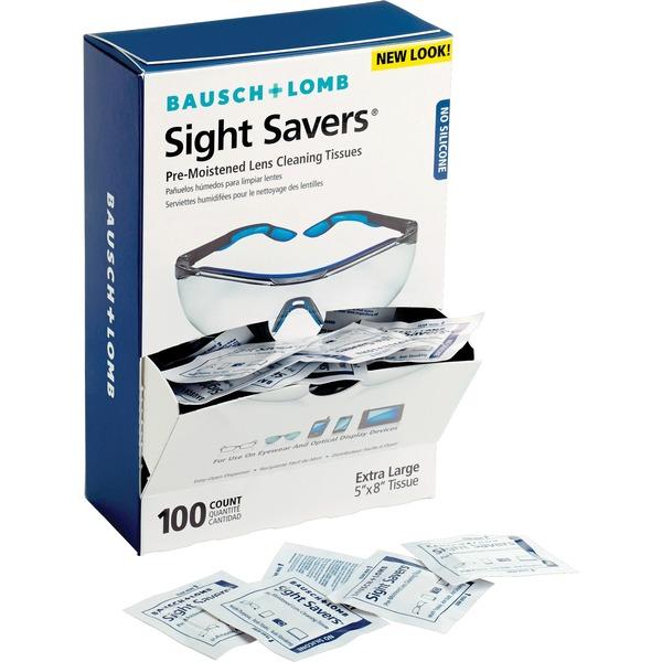 Bausch + Lomb Sight Savers Pre-moistened Lens Cleaning Tissues - For Eyeglasses, Binocular, Monitor, Reading Glasses, Camera Lens - Pre-moistened, Anti-fog, Anti-static, Silicone-free - 100 / Box - 10