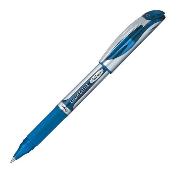 Pentel EnerGel Deluxe Liquid Gel Pens - Medium Pen Point - 0.7 mm Pen Point Size - Refillable - Blue Gel-based Ink - Silver Barrel - 1 Each