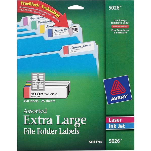  Avery & Reg ; Extra- Large File Folder Labels - Trueblock - Sure Feed - Permanent Adhesive - 15/16 